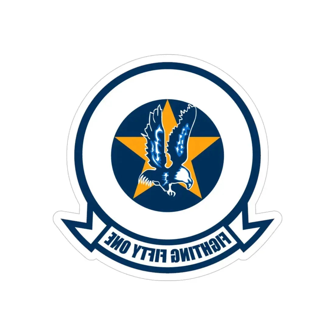VFA 51 Fighting Fifty One (U.S. Navy) REVERSE PRINT Transparent Die-Cut STICKER 4 Inch Die-Cut Transparent - The Sticker Space