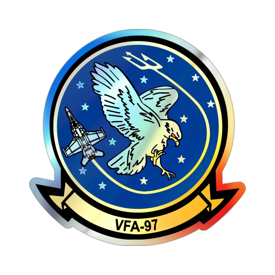VFA 97 Warhawks (U.S. Navy) Holographic STICKER Die-Cut Vinyl Decal 2 Inch Holographic - The Sticker Space