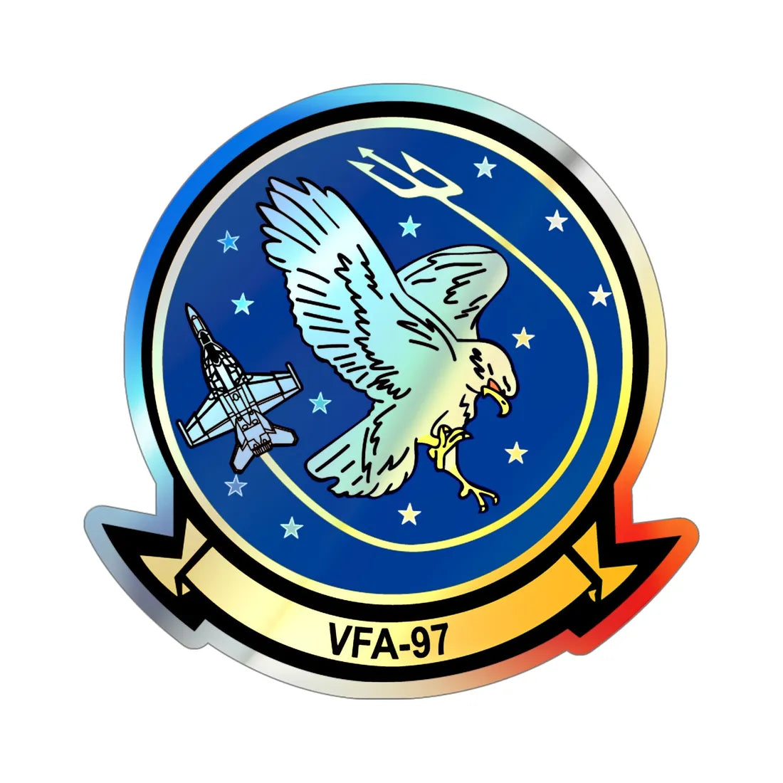 VFA 97 Warhawks (U.S. Navy) Holographic STICKER Die-Cut Vinyl Decal 6 Inch Holographic - The Sticker Space