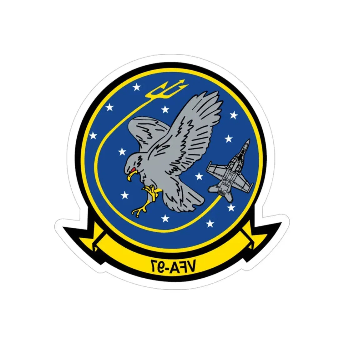 VFA 97 Warhawks (U.S. Navy) REVERSE PRINT Transparent Die-Cut STICKER 3 Inch Die-Cut Transparent - The Sticker Space