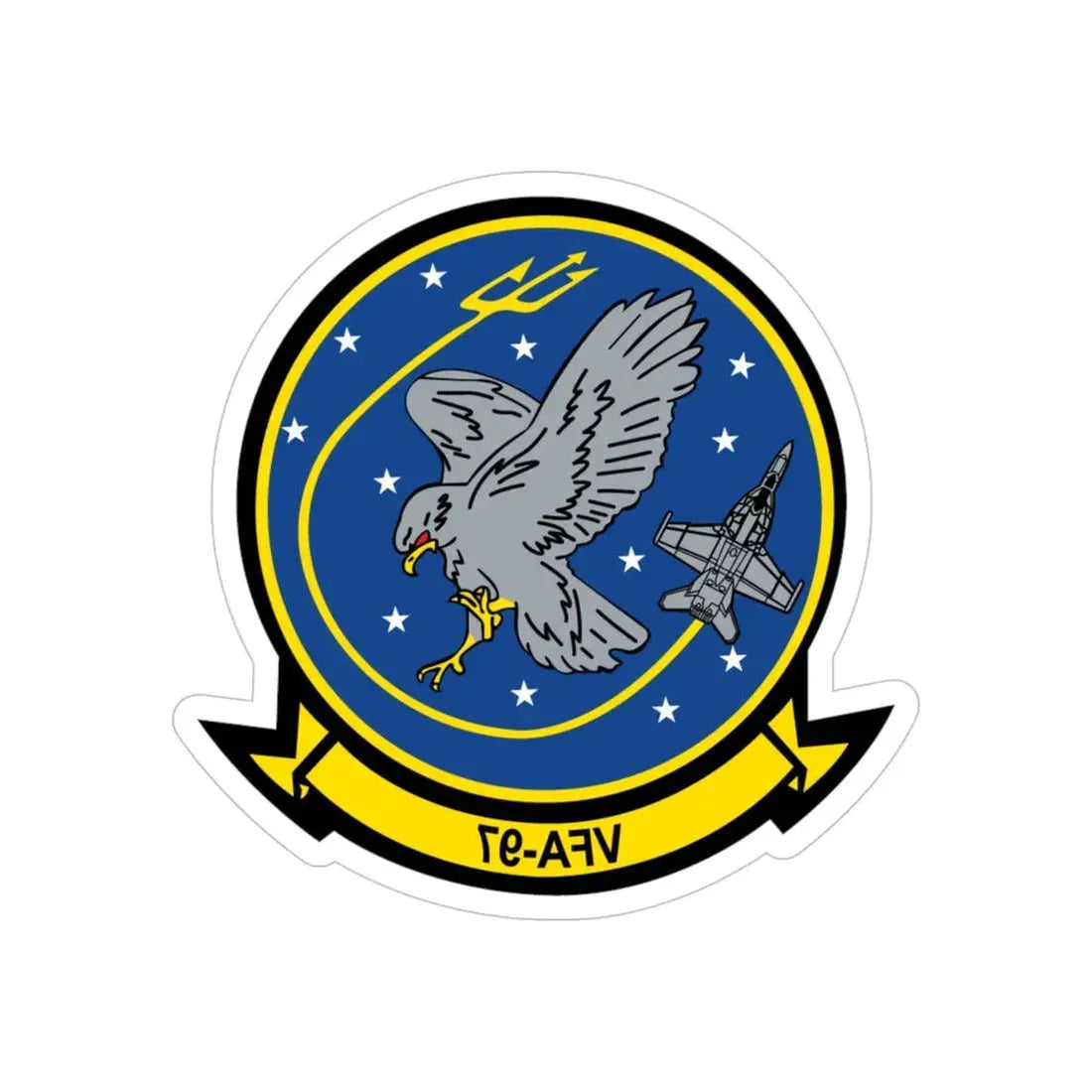 VFA 97 Warhawks (U.S. Navy) REVERSE PRINT Transparent Die-Cut STICKER 4 Inch Die-Cut Transparent - The Sticker Space