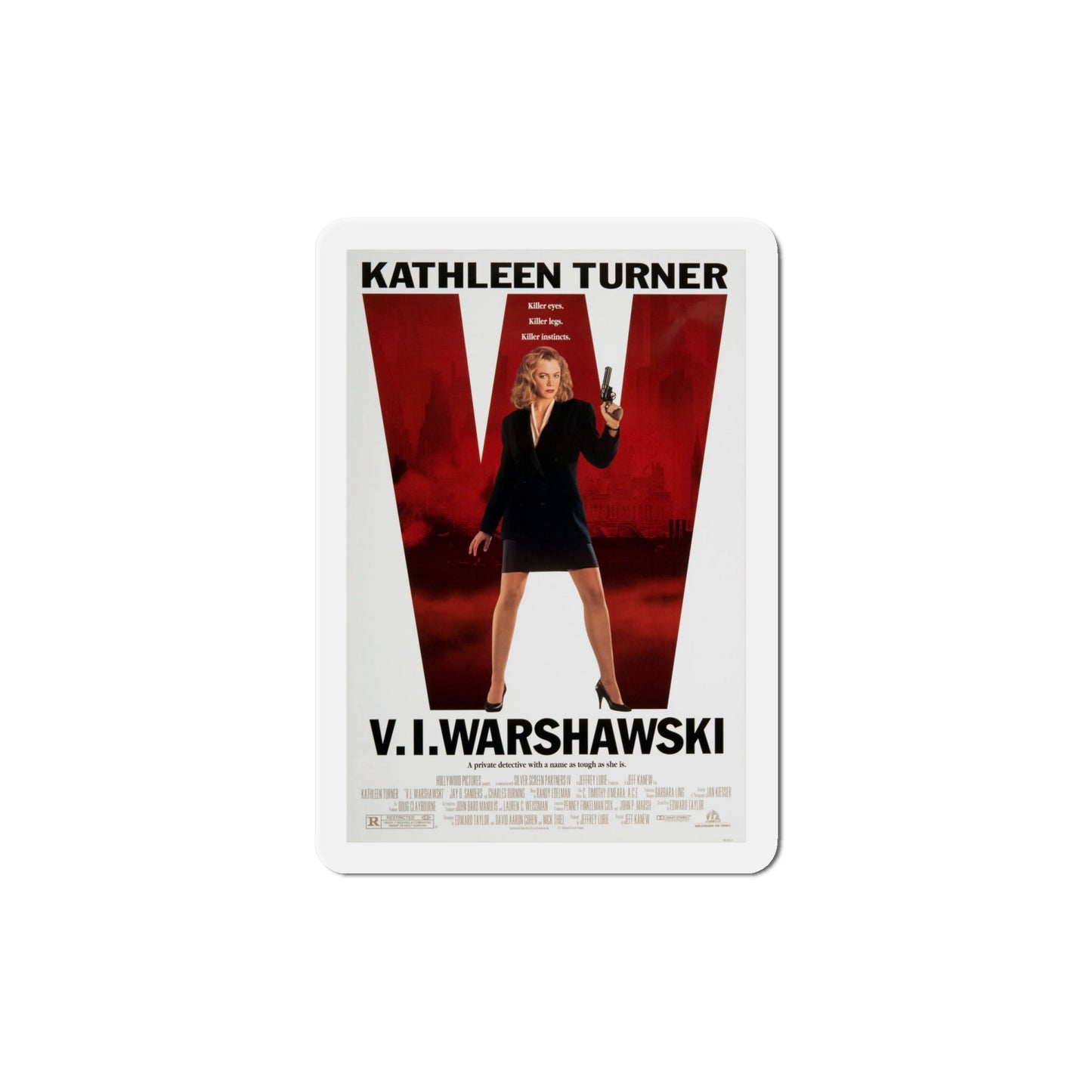 VI Warshawski 1991 Movie Poster Die-Cut Magnet-6 × 6"-The Sticker Space