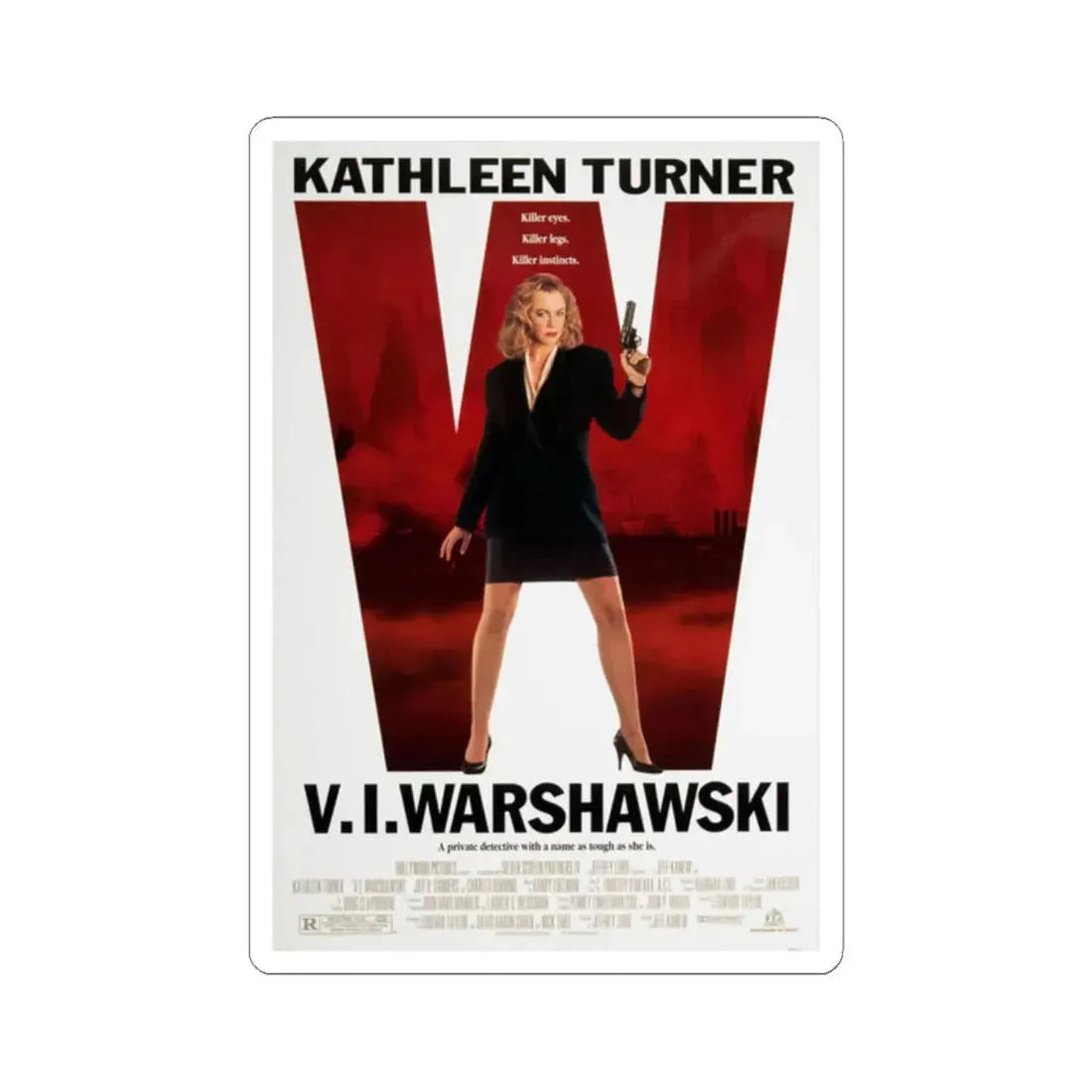 VI Warshawski 1991 Movie Poster - STICKER Vinyl Kiss-Cut Decal 2 Inch White - The Sticker Space