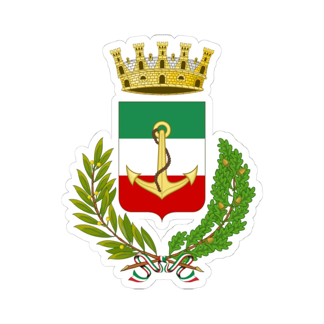 Viareggio-Stemma (Italy) (Coat of Arms) STICKER Vinyl Kiss-Cut Decal 4 Inch White - The Sticker Space