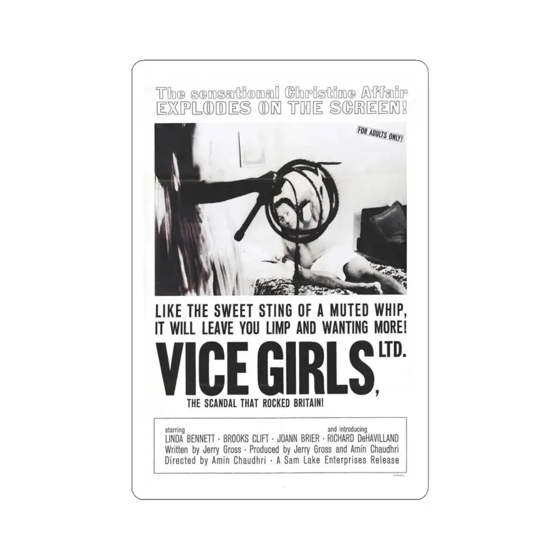 VICE GIRLS LTD 1964 Movie Poster - STICKER Vinyl Kiss-Cut Decal 4 Inch White - The Sticker Space