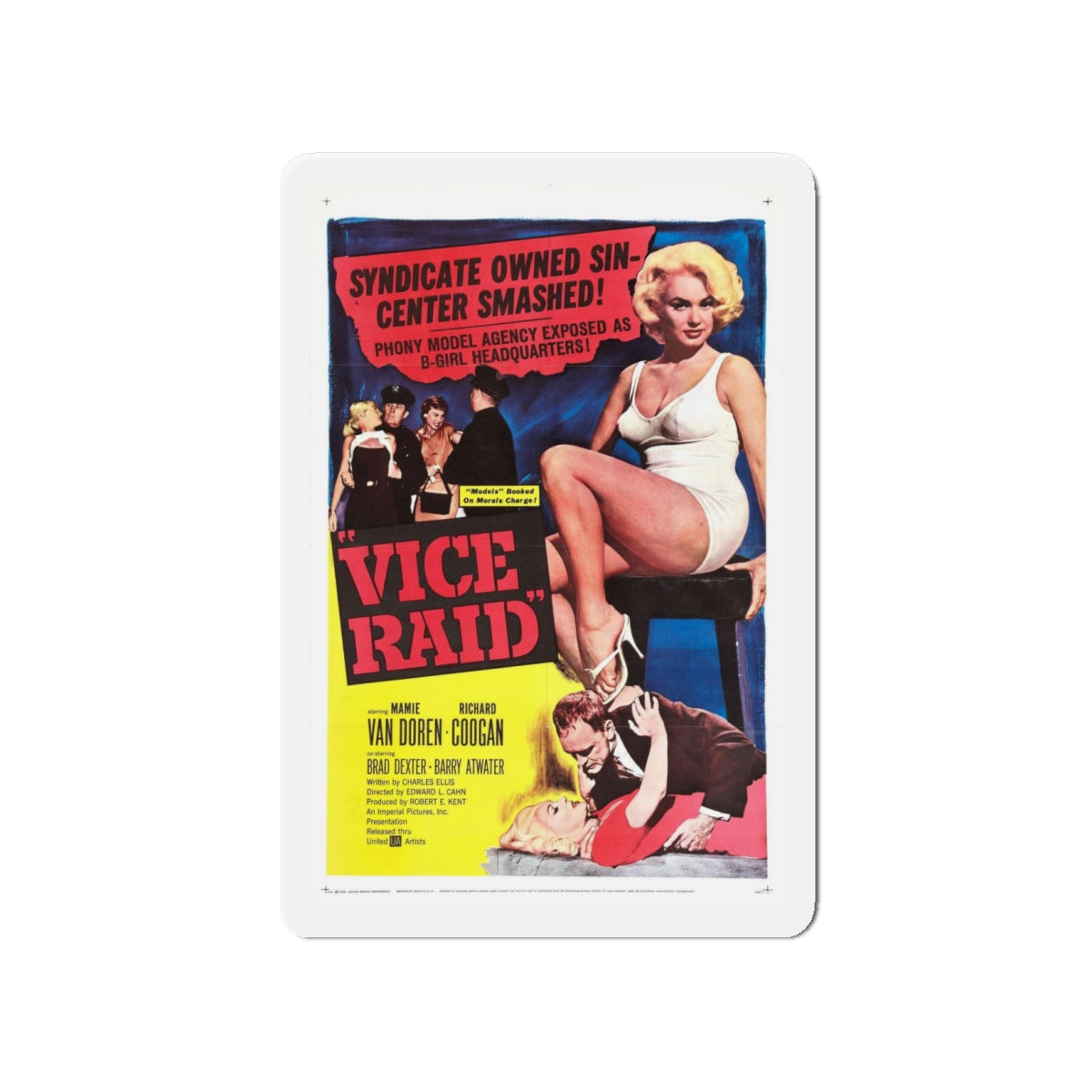 VICE RAID 1960 Movie Poster - Refrigerator Magnet-4 Inch-Die-Cut-The Sticker Space