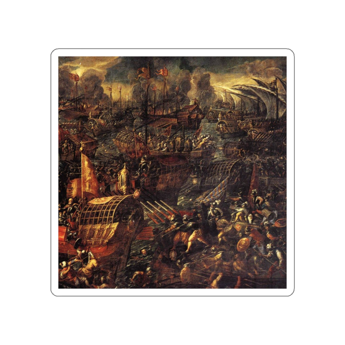 VICENTINO, Andrea - Battle of Lepanto (detail) (Artwork) STICKER Vinyl Die-Cut Decal-White-The Sticker Space