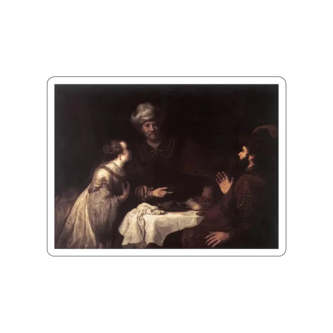 VICTORS, Jan - Esther and Haman before Ahasuerus (Artwork) STICKER Vinyl Die-Cut Decal White Die-Cut 4 Inch - The Sticker Space