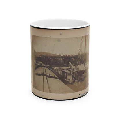 View From The Top Of A Car On The Extreme End Of The Burnside Wharf Looking Towards Shore (U.S. Civil War) White Coffee Mug-11oz-The Sticker Space