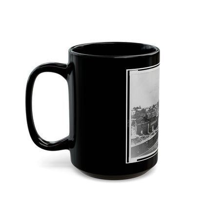 View Of Atlanta, Georgia, With Railroad Cars In Left Foreground (U.S. Civil War) Black Coffee Mug
