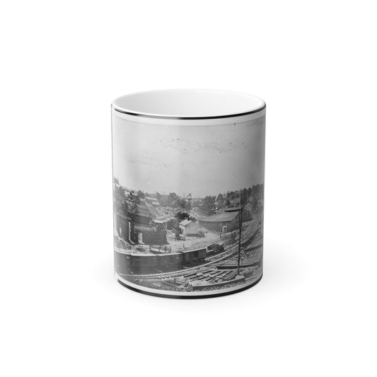 View of Atlanta, Georgia, With Railroad Cars in Left Foreground (U.S. Civil War) Color Morphing Mug 11oz-11oz-The Sticker Space