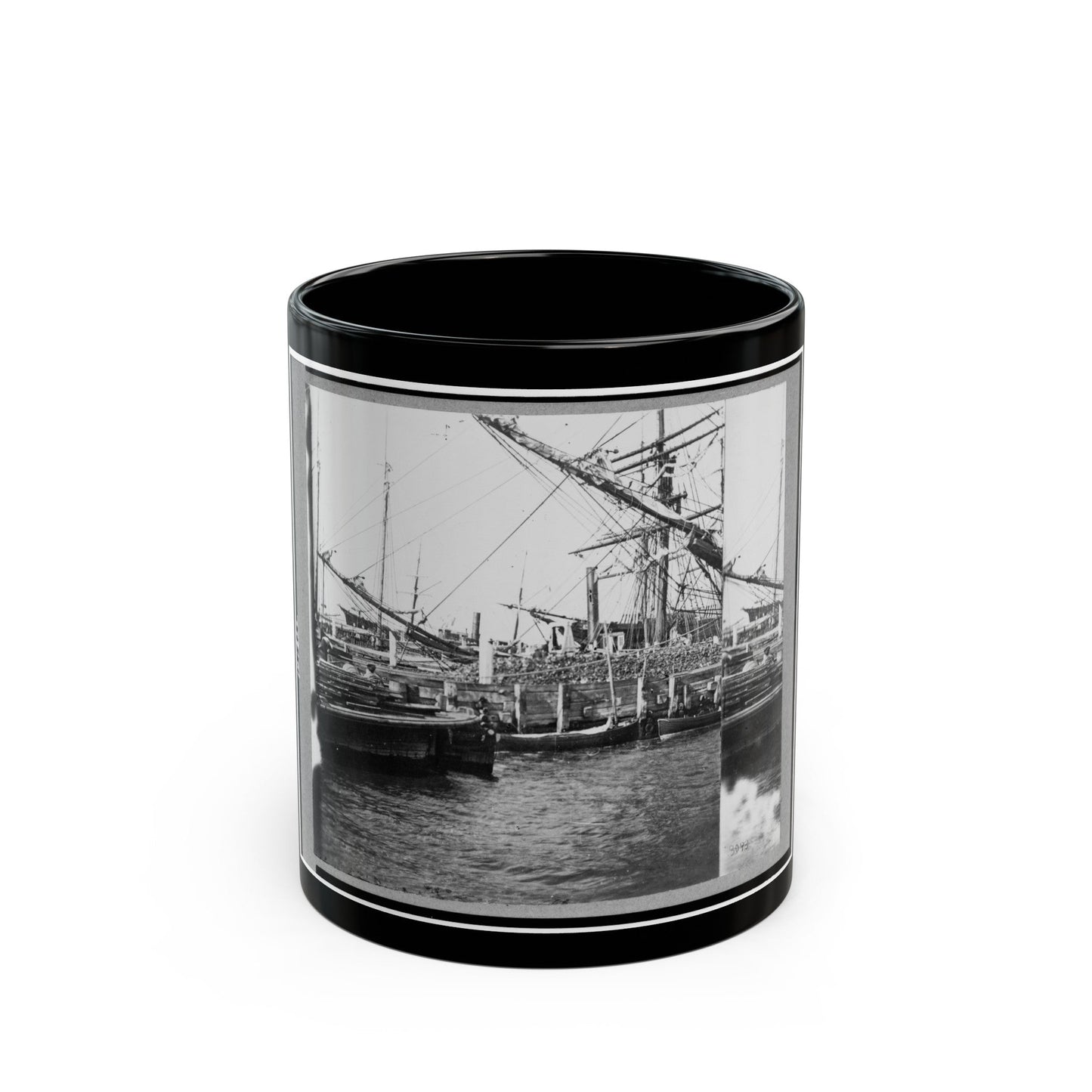 View Of Boats And Ships At Wharf, Charleston, South Carolina (U.S. Civil War) Black Coffee Mug-11oz-The Sticker Space