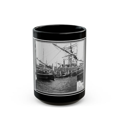 View Of Boats And Ships At Wharf, Charleston, South Carolina (U.S. Civil War) Black Coffee Mug