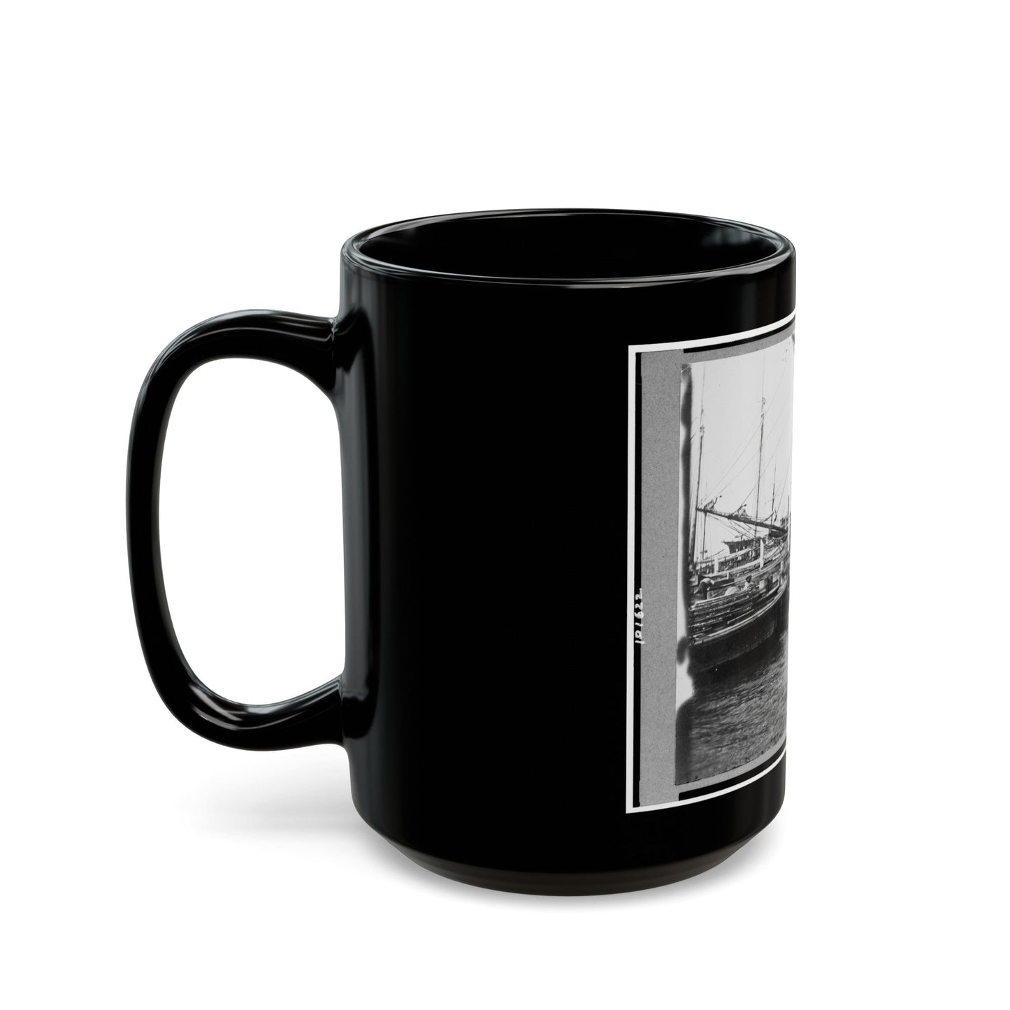 View Of Boats And Ships At Wharf, Charleston, South Carolina (U.S. Civil War) Black Coffee Mug