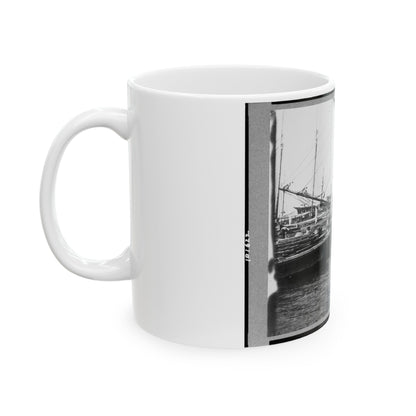 View Of Boats And Ships At Wharf, Charleston, South Carolina (U.S. Civil War) White Coffee Mug-The Sticker Space