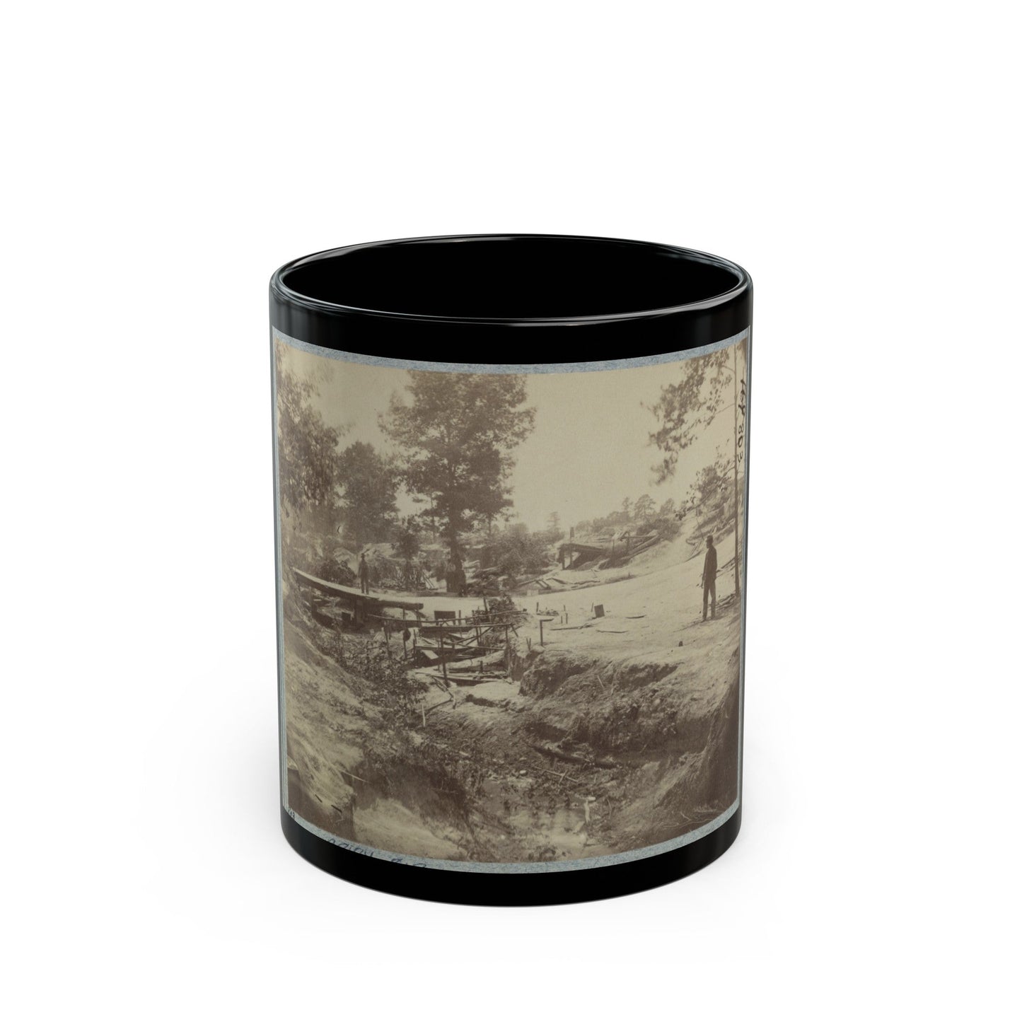 View Of Bombproof Tents Occupied By U.S. Colored Troops In Front Of Petersburg, Va., August 7, 1864 (U.S. Civil War) Black Coffee Mug-11oz-The Sticker Space