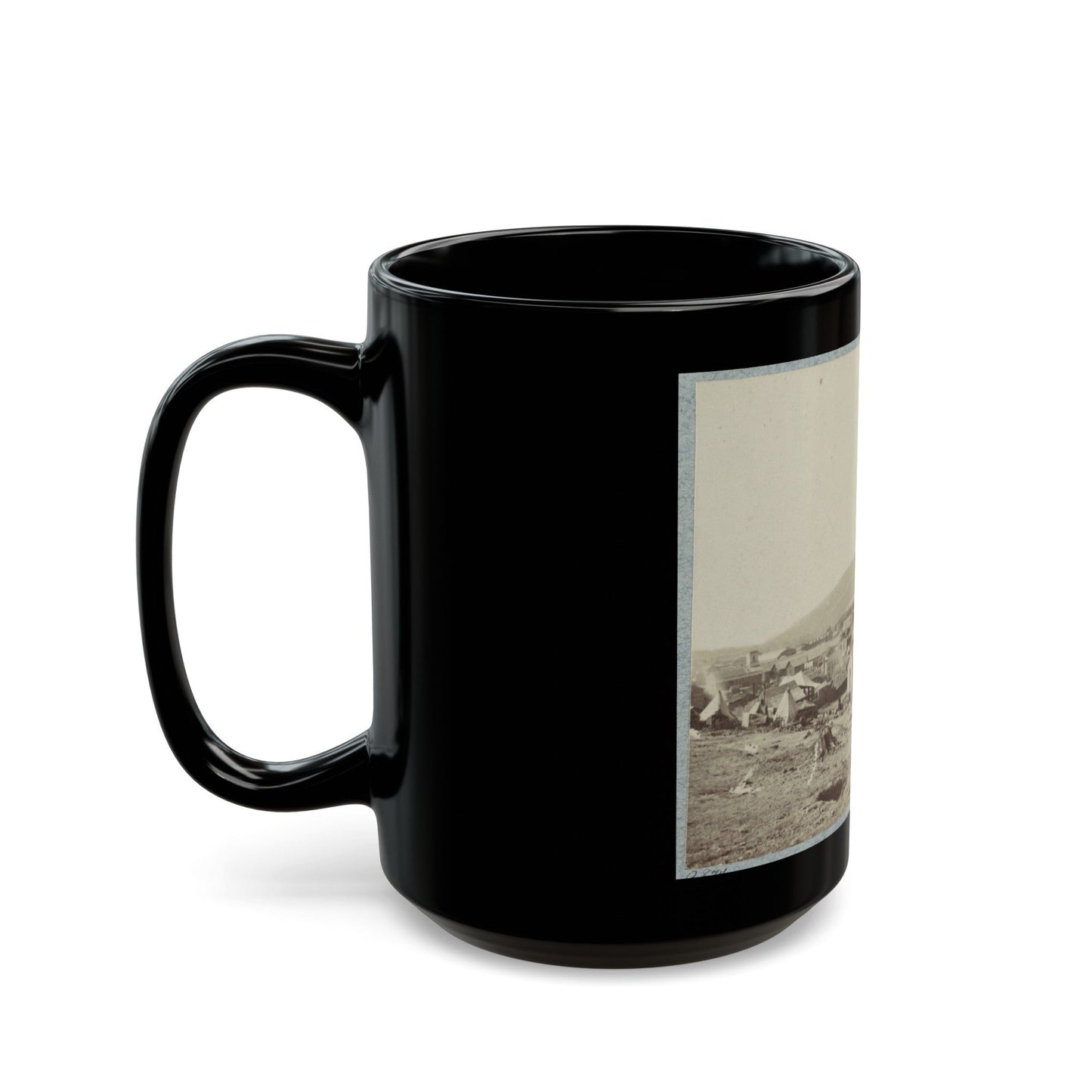 View Of Chattanooga With Lookout Mountain In The Distance(2) (U.S. Civil War) Black Coffee Mug-The Sticker Space