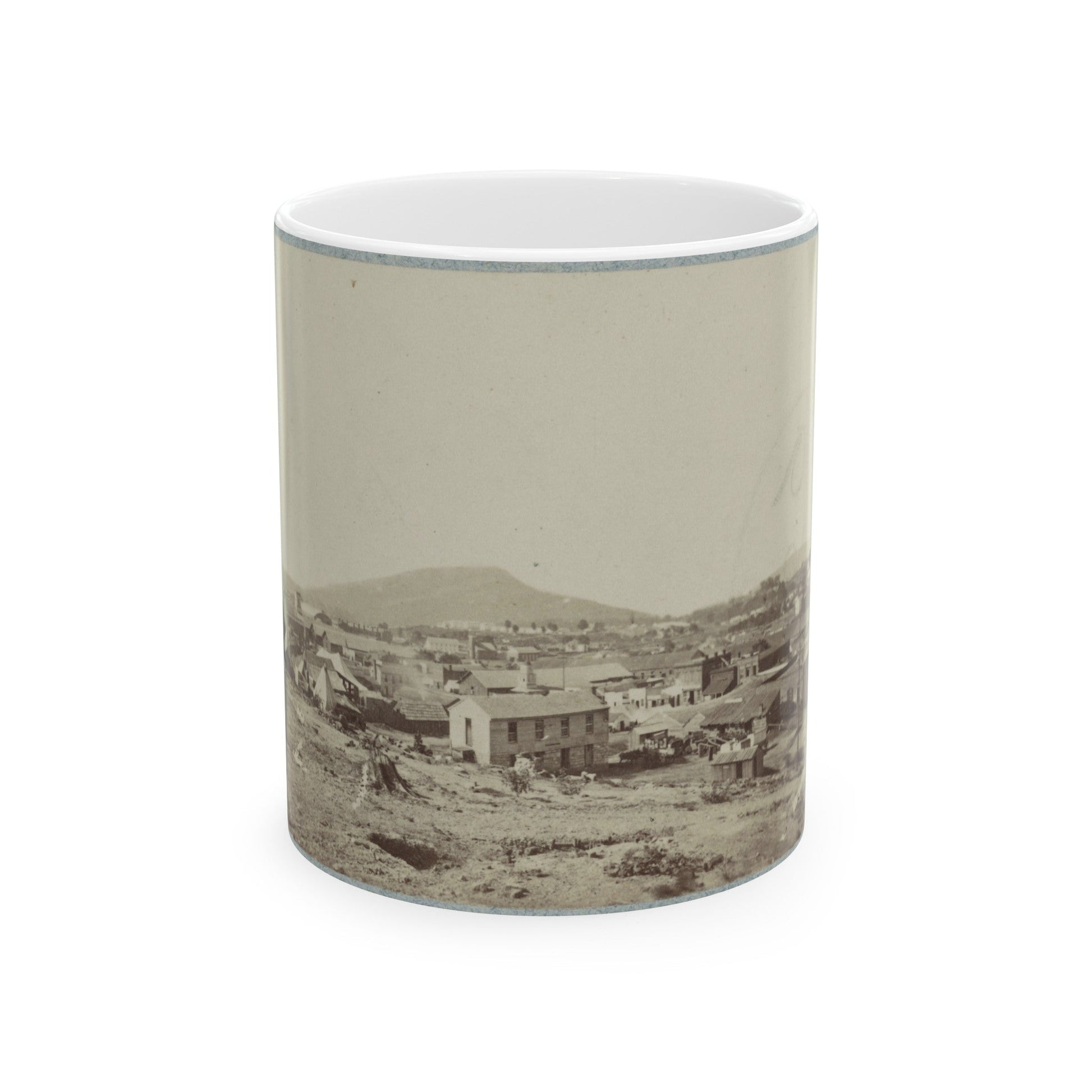 View Of Chattanooga With Lookout Mountain In The Distance(2) (U.S. Civil War) White Coffee Mug-11oz-The Sticker Space