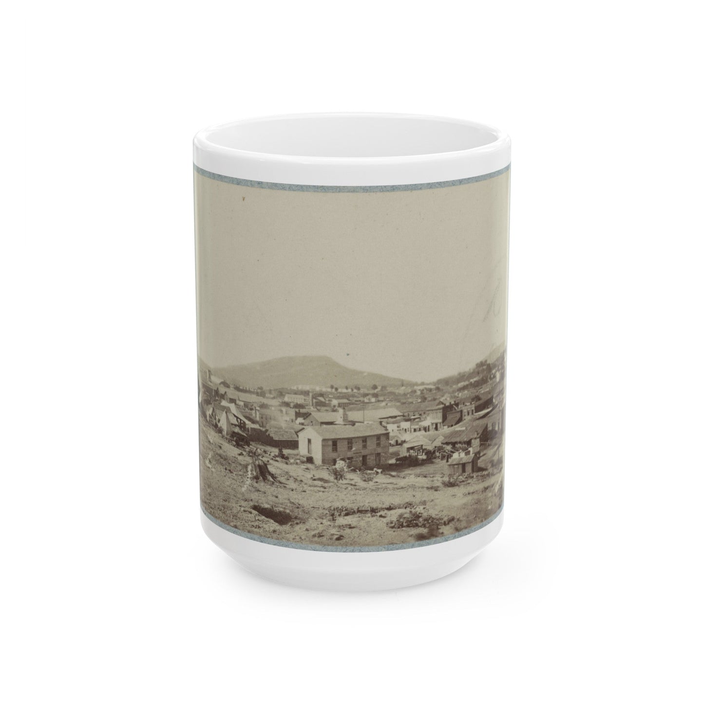 View Of Chattanooga With Lookout Mountain In The Distance(2) (U.S. Civil War) White Coffee Mug-15oz-The Sticker Space