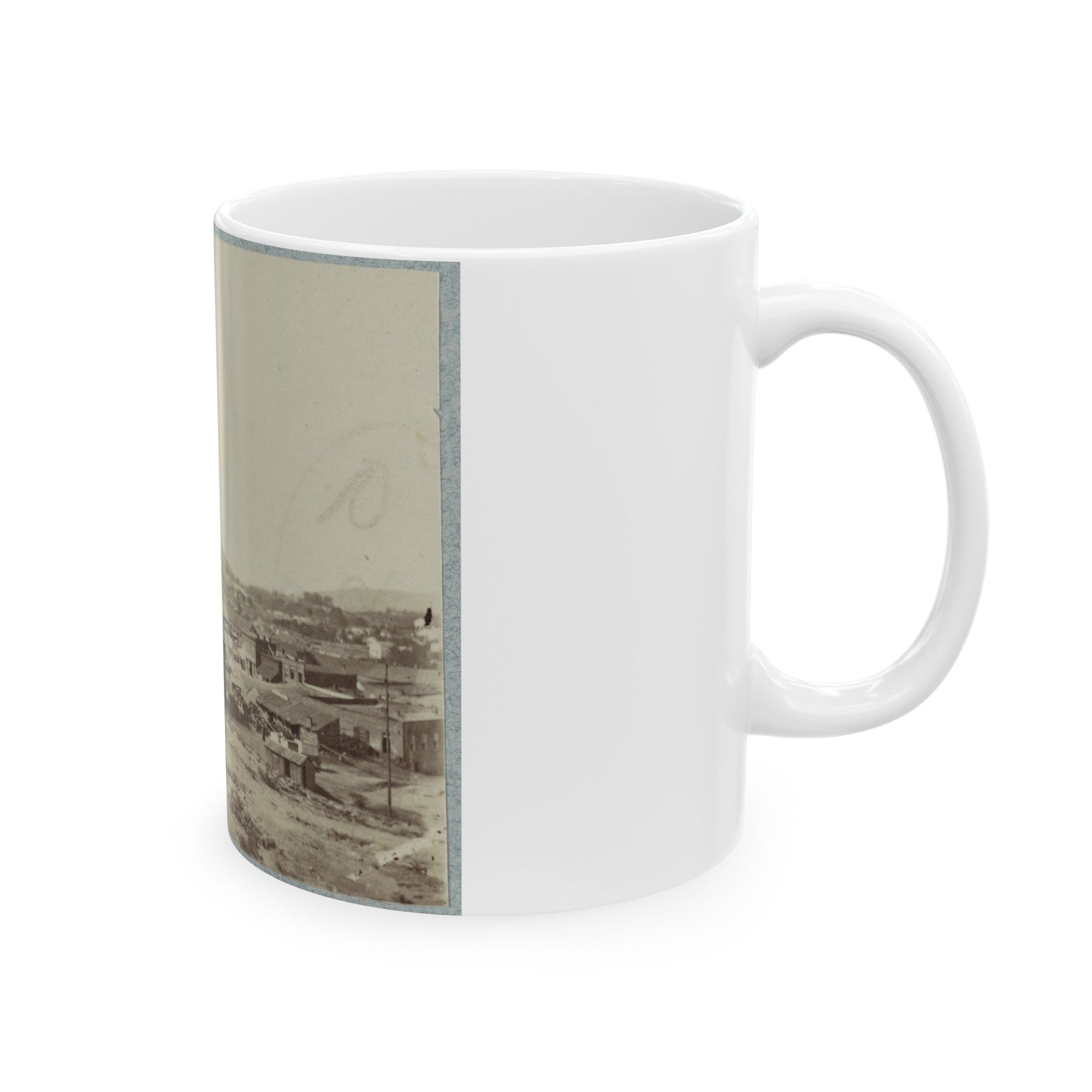 View Of Chattanooga With Lookout Mountain In The Distance(2) (U.S. Civil War) White Coffee Mug-The Sticker Space