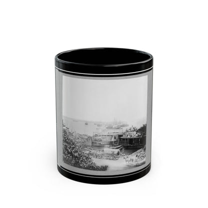 View Of City Point, Virginia, Showing Barges, Transports, Etc. (U.S. Civil War) Black Coffee Mug-11oz-The Sticker Space