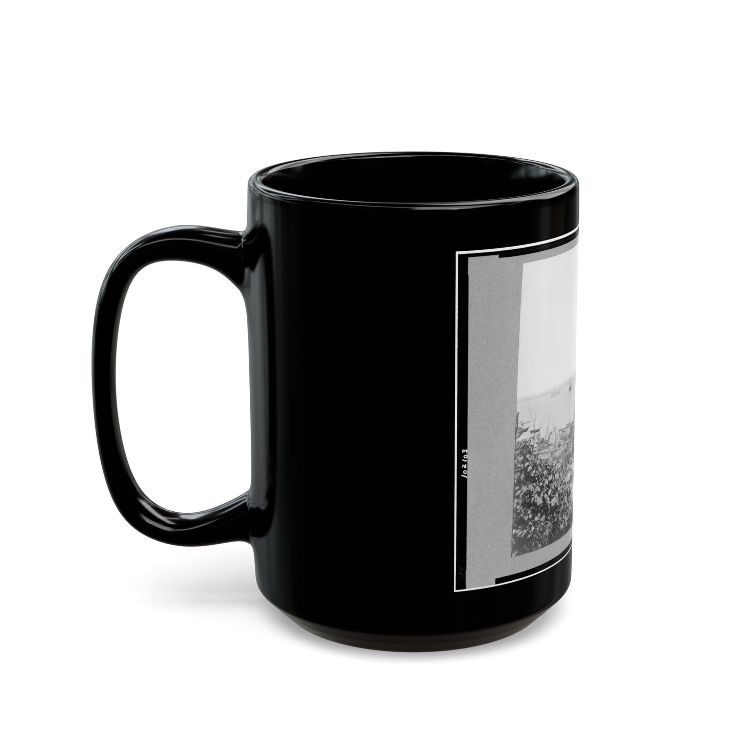 View Of City Point, Virginia, Showing Barges, Transports, Etc. (U.S. Civil War) Black Coffee Mug-The Sticker Space