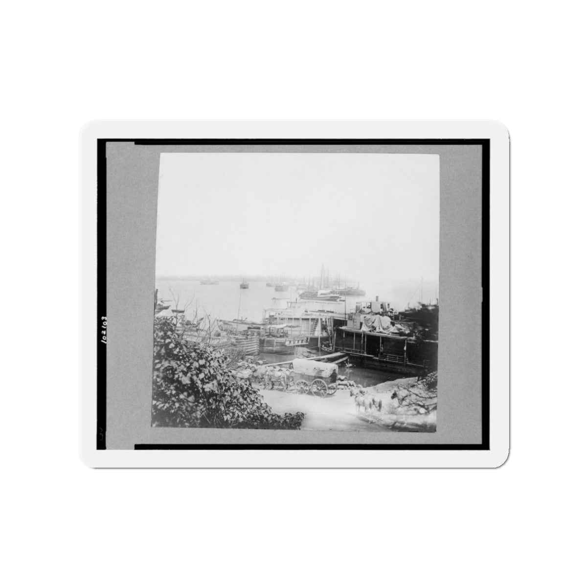 View Of City Point, Virginia, Showing Barges, Transports, Etc. (U.S. Civil War) Refrigerator Magnet-3" x 3"-The Sticker Space