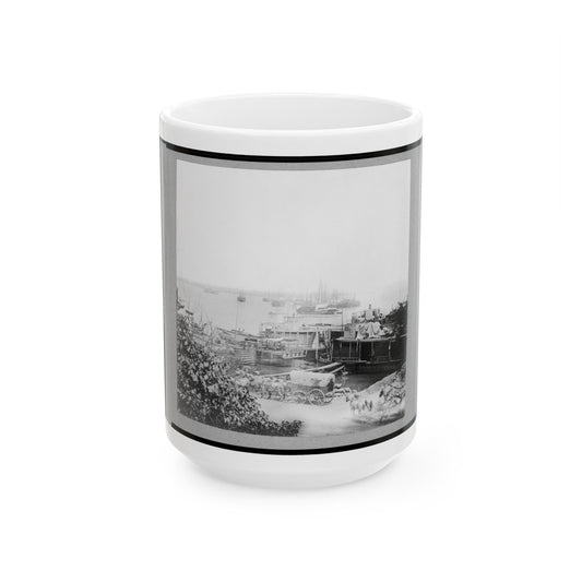 View Of City Point, Virginia, Showing Barges, Transports, Etc. (U.S. Civil War) White Coffee Mug-15oz-The Sticker Space