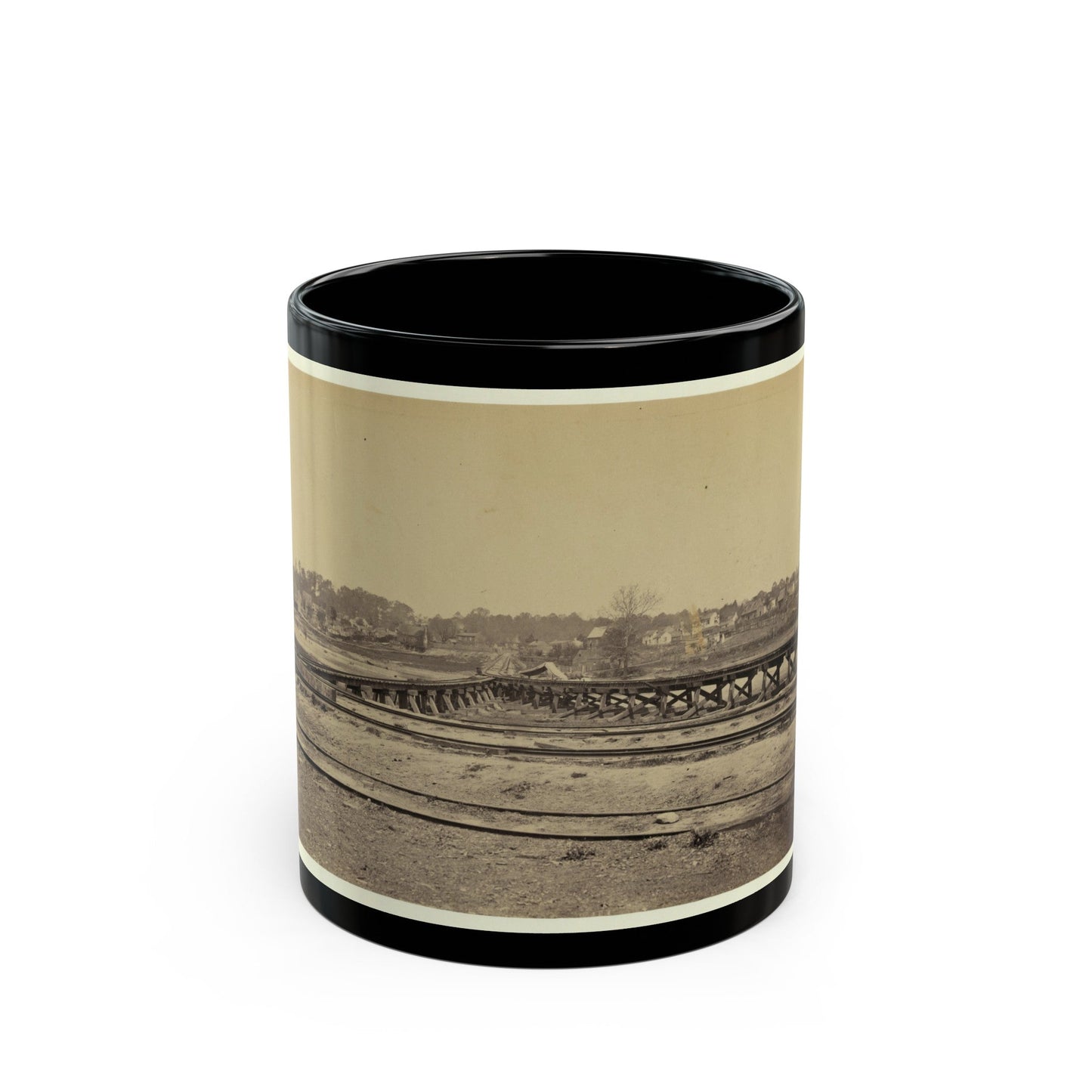 View Of The Y On The City Point And Army Railroad Line (U.S. Civil War) Black Coffee Mug-11oz-The Sticker Space