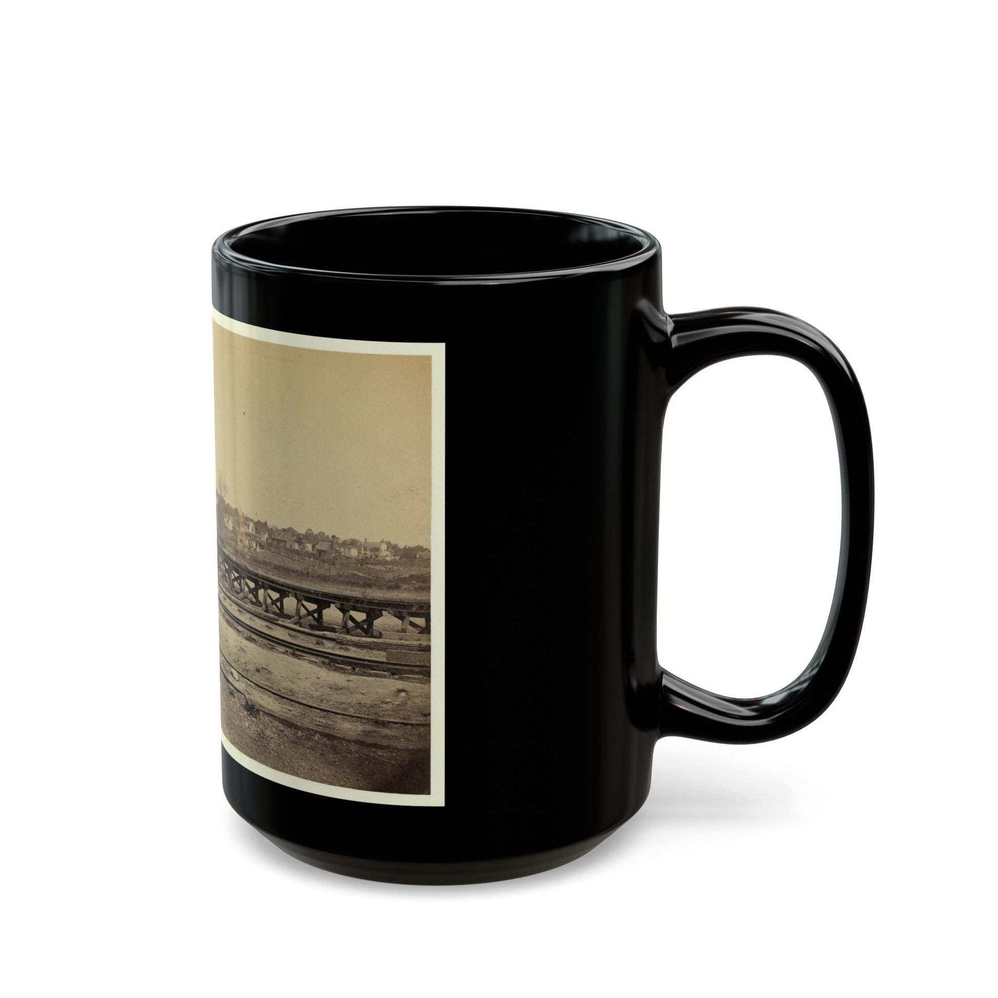 View Of The Y On The City Point And Army Railroad Line (U.S. Civil War) Black Coffee Mug-The Sticker Space