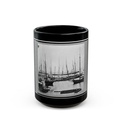 View Of Transports, Barges, Etc., City Point, Virginia (U.S. Civil War) Black Coffee Mug-15oz-The Sticker Space