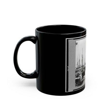 View Of Transports, Barges, Etc., City Point, Virginia (U.S. Civil War) Black Coffee Mug-The Sticker Space