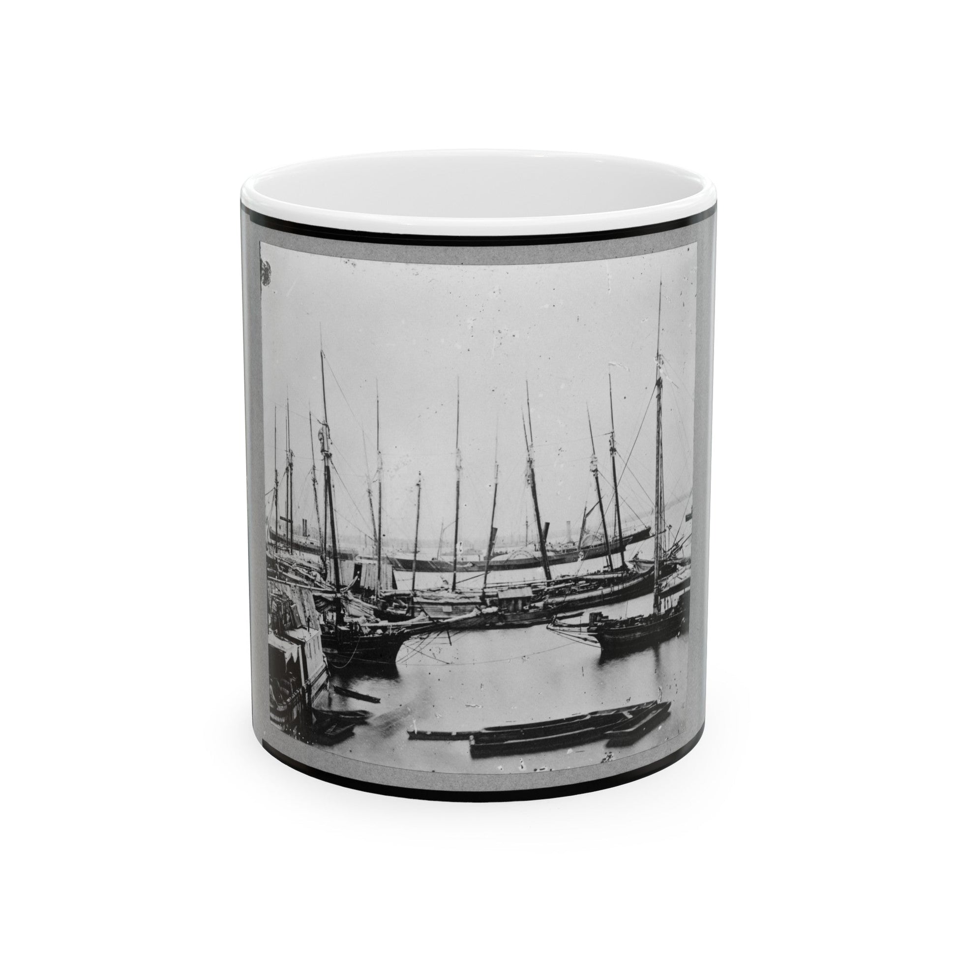 View Of Transports, Barges, Etc., City Point, Virginia (U.S. Civil War) White Coffee Mug-11oz-The Sticker Space