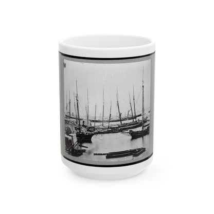 View Of Transports, Barges, Etc., City Point, Virginia (U.S. Civil War) White Coffee Mug-15oz-The Sticker Space