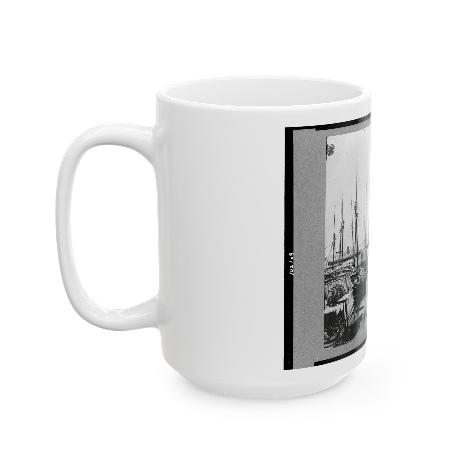 View Of Transports, Barges, Etc., City Point, Virginia (U.S. Civil War) White Coffee Mug-The Sticker Space