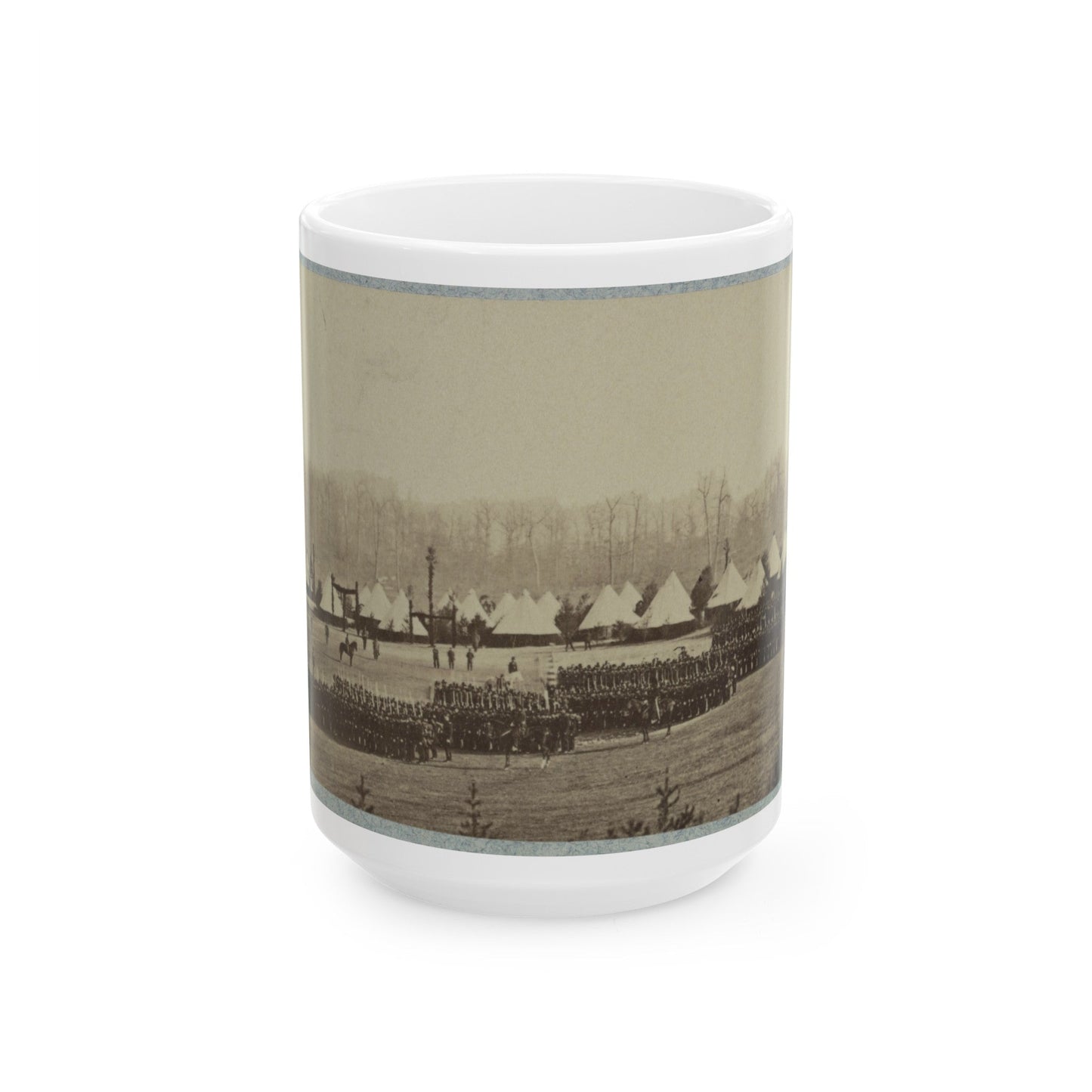 View Of Troops In Formation With Camp In Background (U.S. Civil War) White Coffee Mug-15oz-The Sticker Space