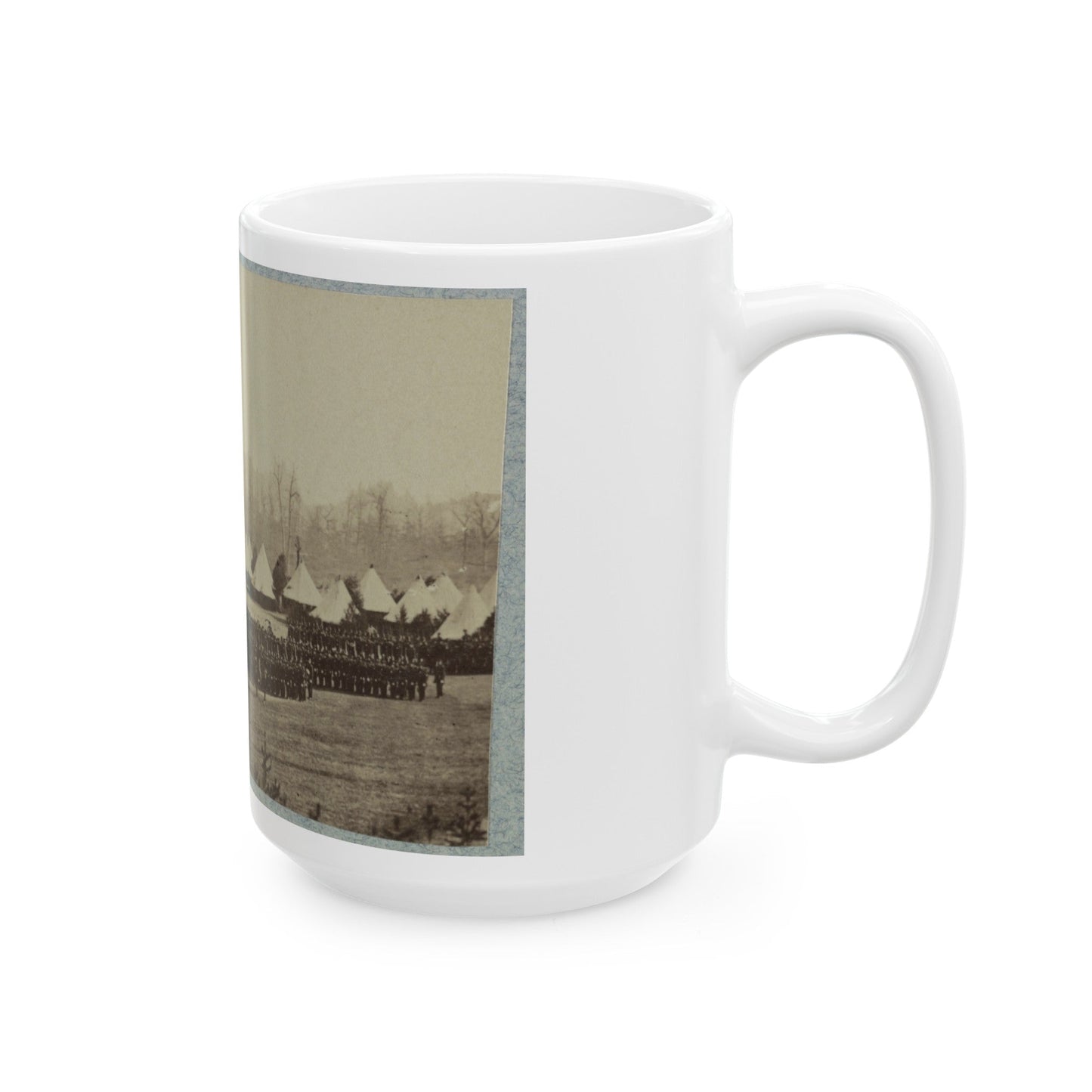 View Of Troops In Formation With Camp In Background (U.S. Civil War) White Coffee Mug-The Sticker Space