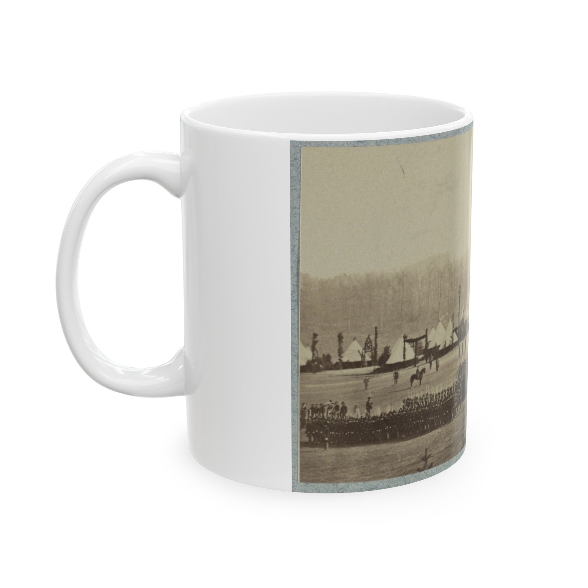 View Of Troops In Formation With Camp In Background (U.S. Civil War) White Coffee Mug-The Sticker Space