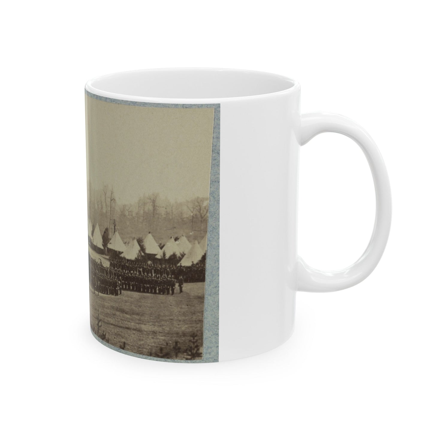 View Of Troops In Formation With Camp In Background (U.S. Civil War) White Coffee Mug-The Sticker Space