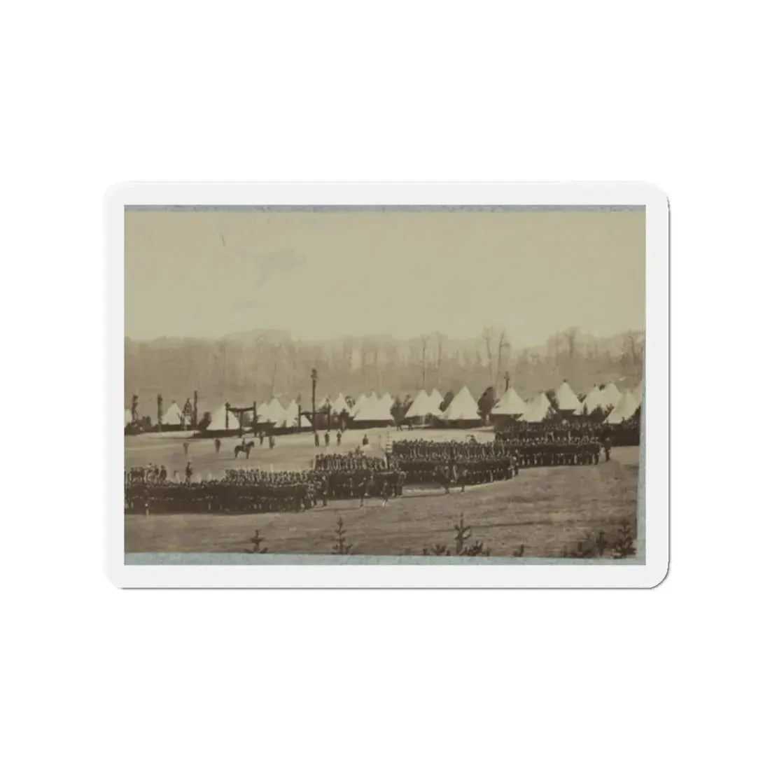 View Of Troops In Formation With Camp In Background (U.S. Civil War) Refrigerator Magnet 2 Inch Die-Cut - The Sticker Space