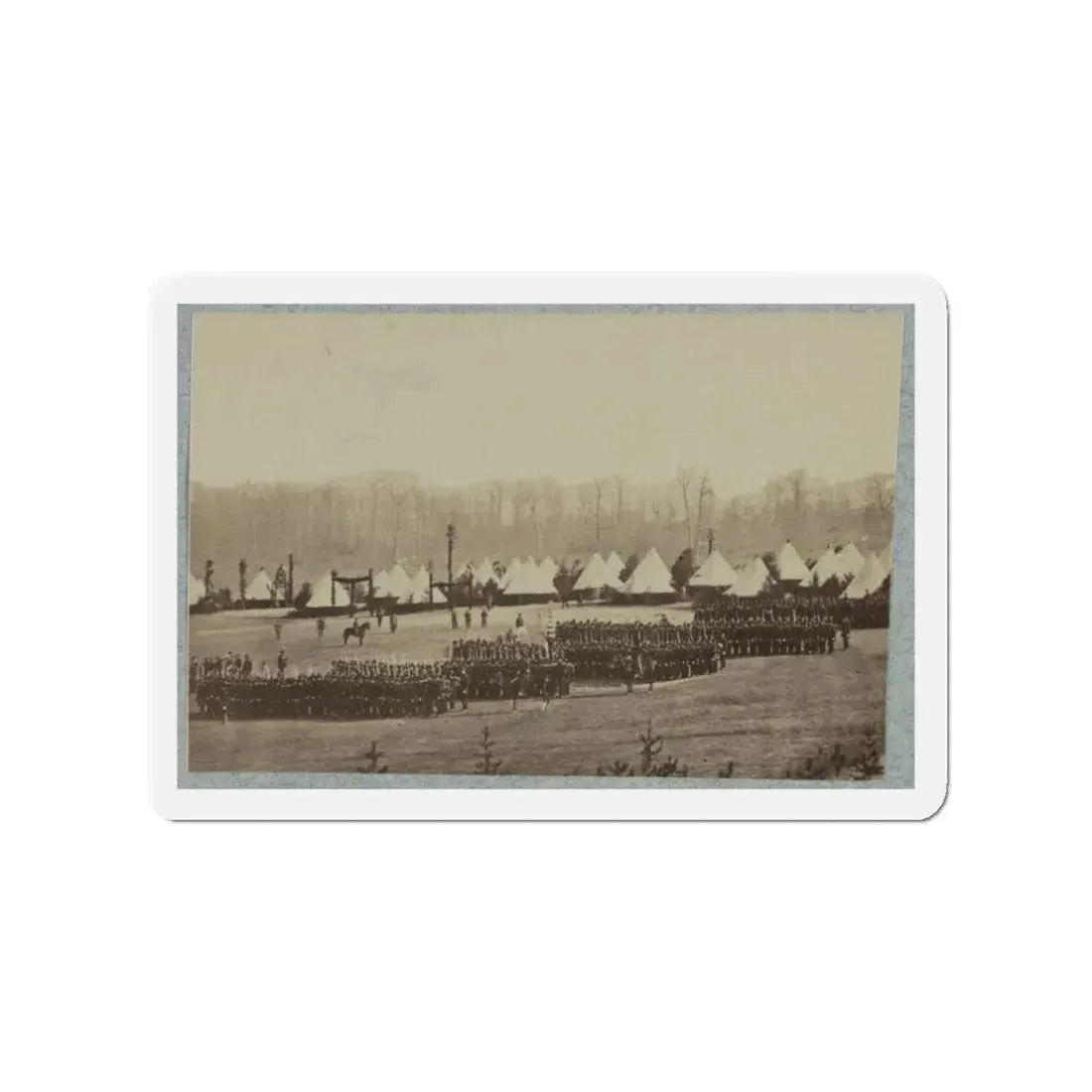 View Of Troops In Formation With Camp In Background (U.S. Civil War) Refrigerator Magnet 3 Inch Die-Cut - The Sticker Space