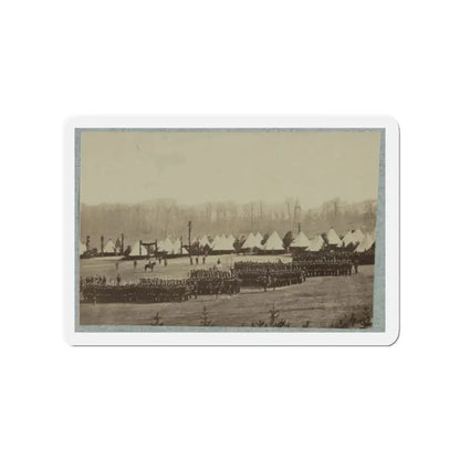 View Of Troops In Formation With Camp In Background (U.S. Civil War) Refrigerator Magnet 3 Inch Die-Cut - The Sticker Space