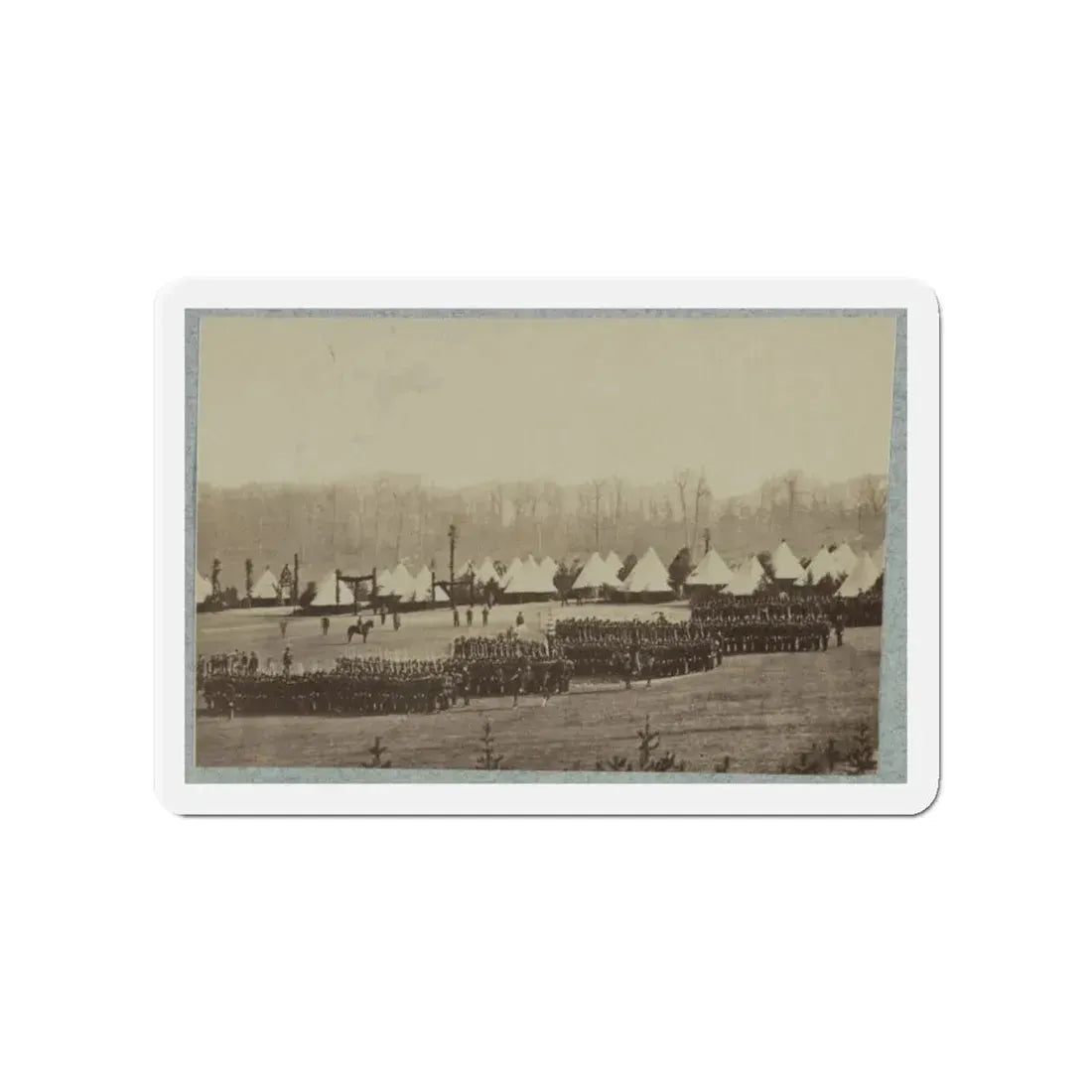 View Of Troops In Formation With Camp In Background (U.S. Civil War) Refrigerator Magnet 4 Inch Die-Cut - The Sticker Space