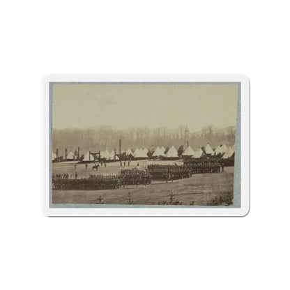 View Of Troops In Formation With Camp In Background (U.S. Civil War) Refrigerator Magnet 4 Inch Die-Cut - The Sticker Space