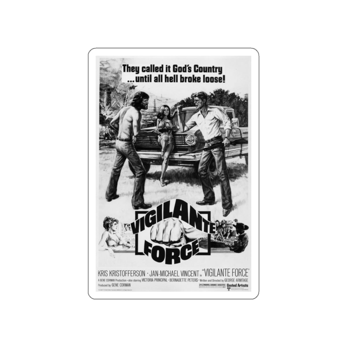 VIGILANTE FORCE 1976 Movie Poster STICKER Vinyl Die-Cut Decal-White-The Sticker Space