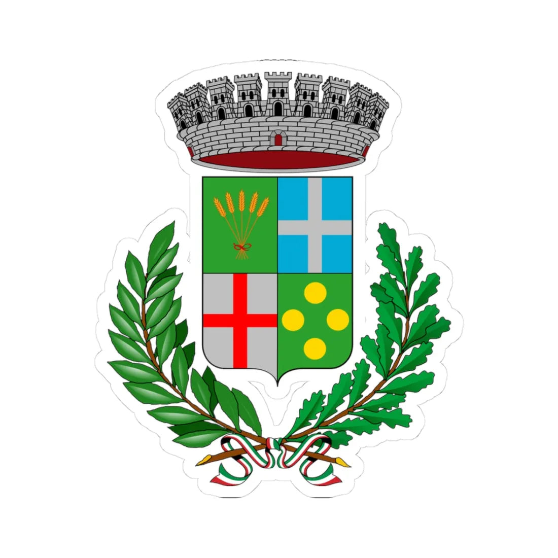 Villa Del Conte-Stemma (Italy) (Coat of Arms) STICKER Vinyl Kiss-Cut Decal 3 Inch White - The Sticker Space