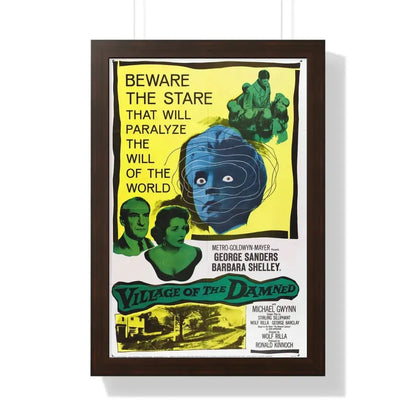 VILLAGE OF THE DAMNED 1960 - Framed Movie Poster 16″ x 24″ Walnut - The Sticker Space