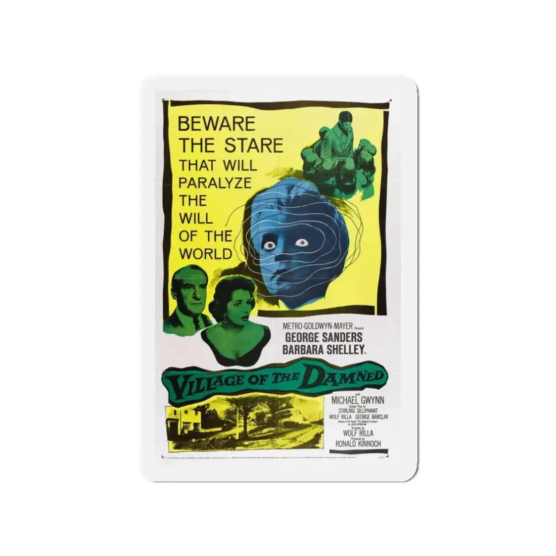 VILLAGE OF THE DAMNED 1960 Movie Poster - Refrigerator Magnet 3 Inch Die-Cut - The Sticker Space