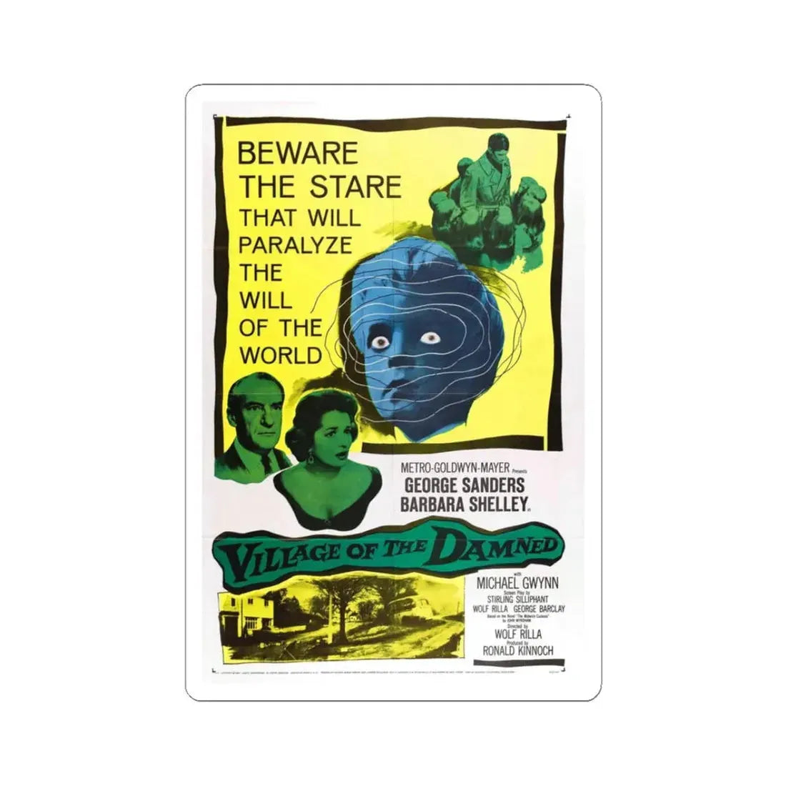 VILLAGE OF THE DAMNED 1960 Movie Poster - STICKER Vinyl Kiss-Cut Decal 3 Inch White - The Sticker Space