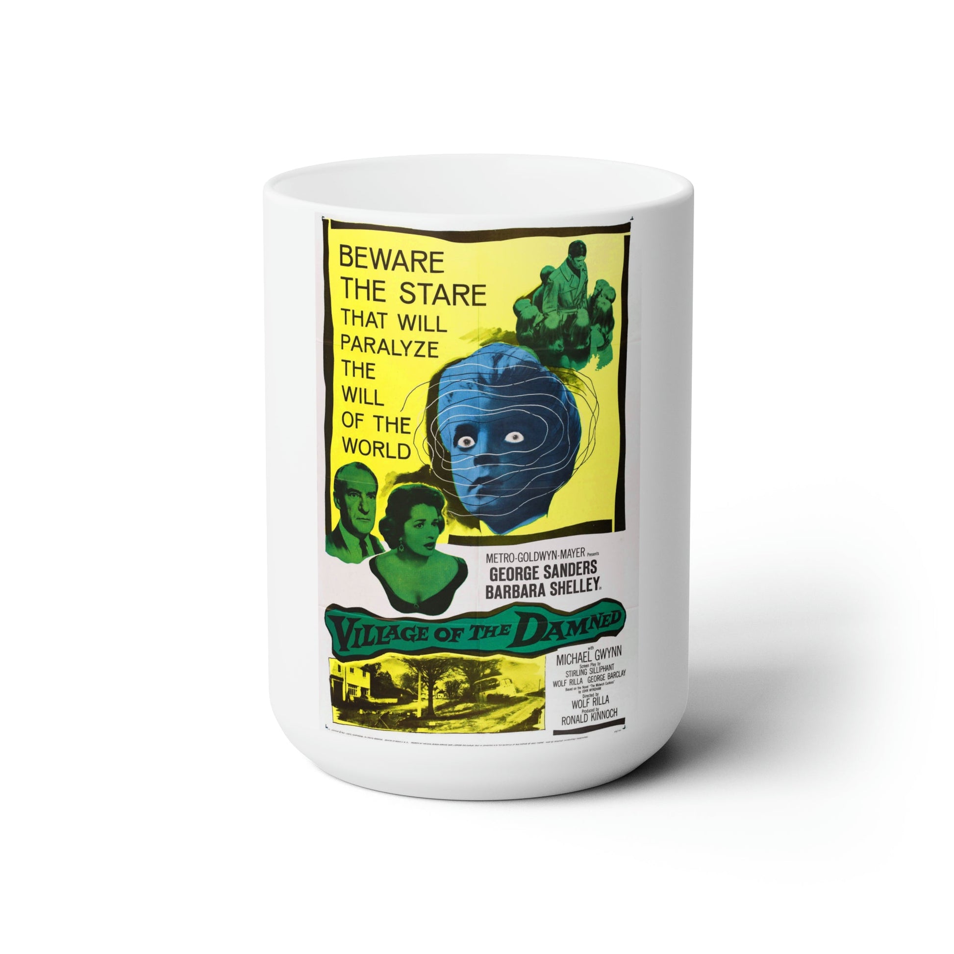 VILLAGE OF THE DAMNED 1960 Movie Poster - White Coffee Cup 15oz-15oz-The Sticker Space